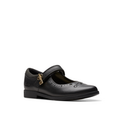 Clarks - Lock Magic K - Black Leather - School Shoes