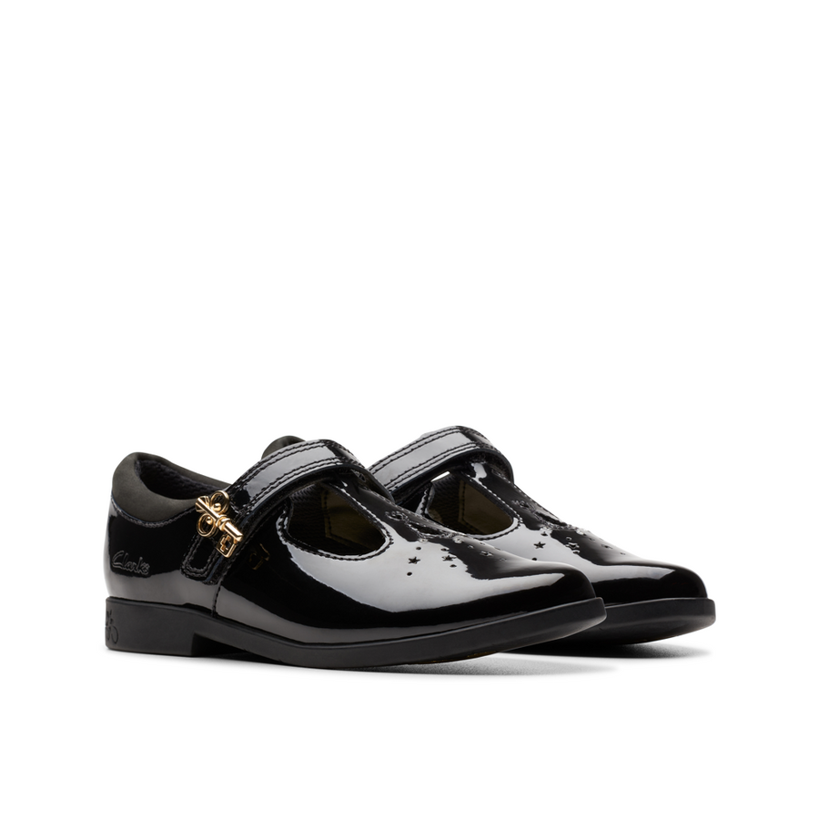 Clarks - Lock Shine K. - Black Patent - School Shoes