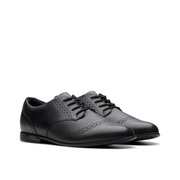 Clarks - FinjaBrogue Y - Black Leather - School Shoes