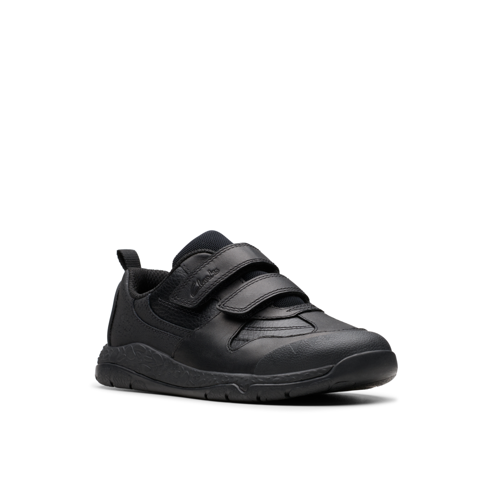 Clarks - Steggy2 Pace K - Black Leather - School Shoes