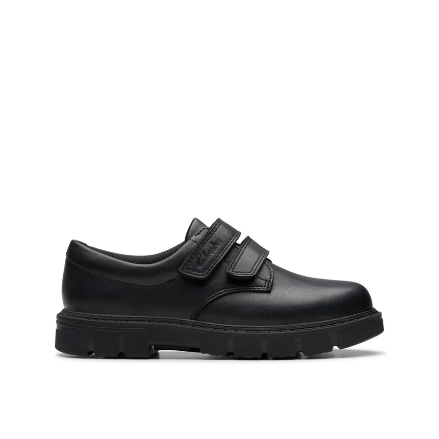 Clarks - Lorcam Loop K - Black Leather - School Shoes