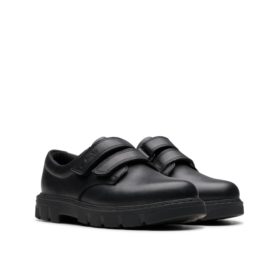 Clarks - Lorcam Loop K - Black Leather - School Shoes