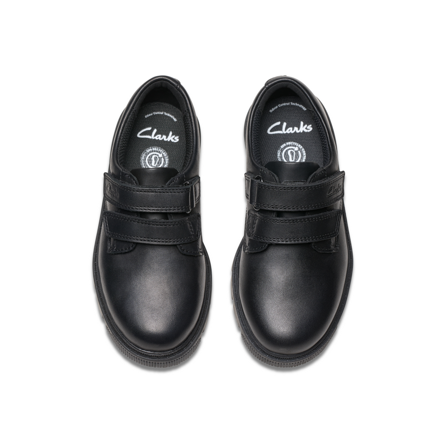 Clarks Lorcam Loop K Black Leather School Shoes Colton Footwear