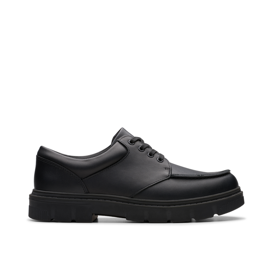 Clarks - Lorcam Edge Y - Black Leather - School Shoes