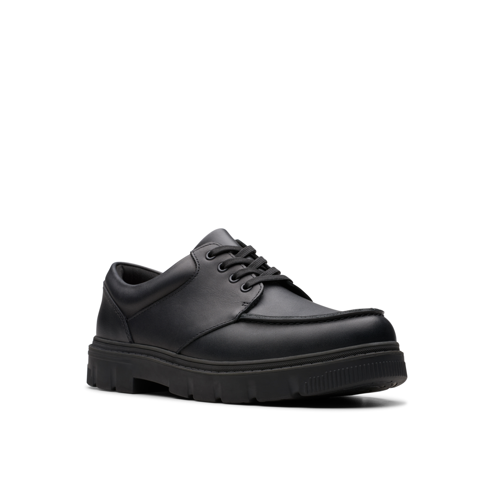 Clarks - Lorcam Edge Y - Black Leather - School Shoes