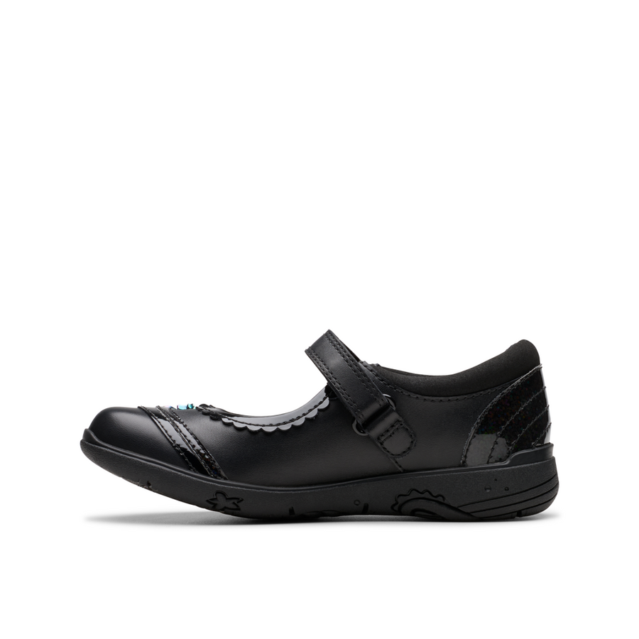 Clarks - Relda Spark K - Black Leather - School Shoes