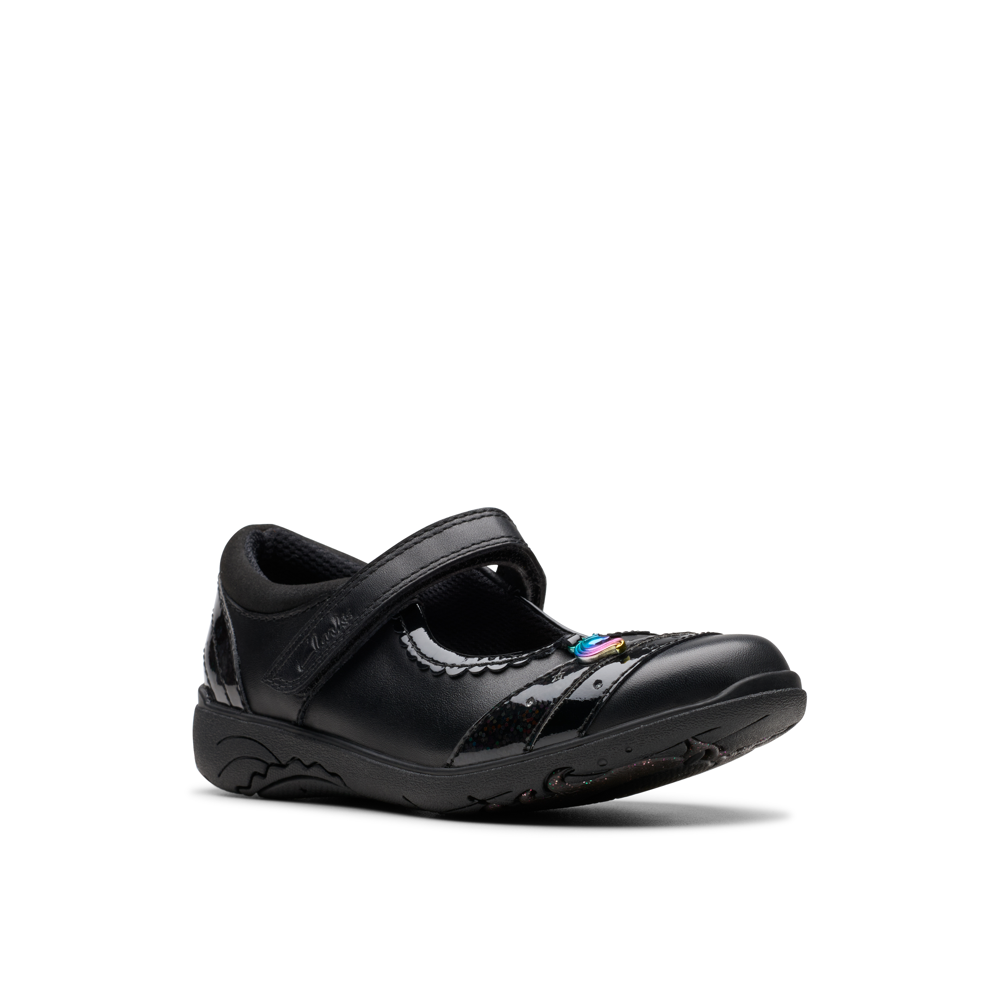 Clarks - Relda Spark K - Black Leather - School Shoes