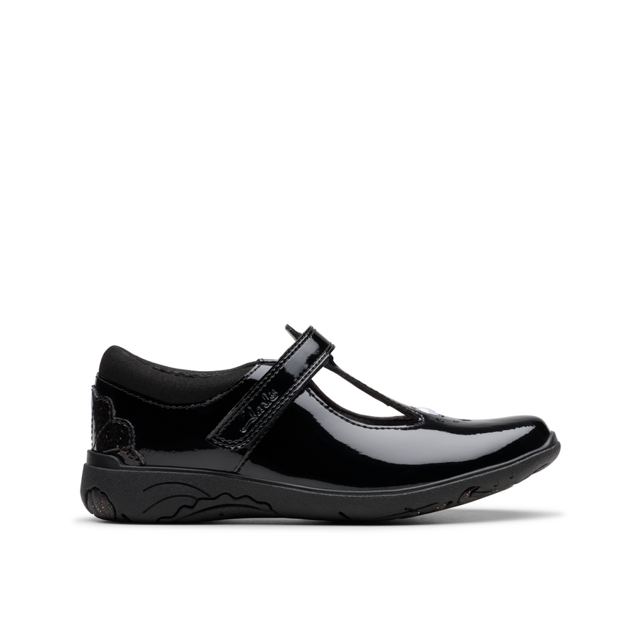 Clarks - Relda Gem K - Black Leather - School Shoes