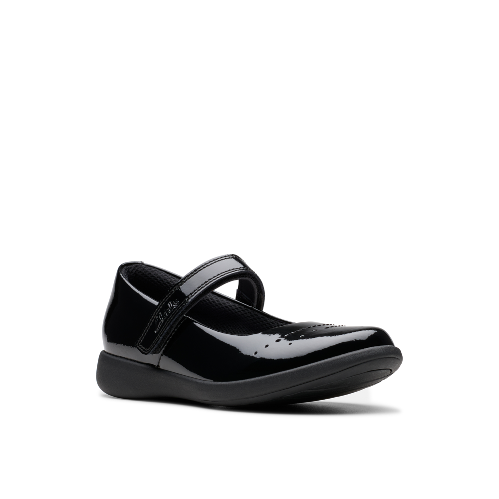 Clarks - Etch Gem K - Black Patent - School Shoes