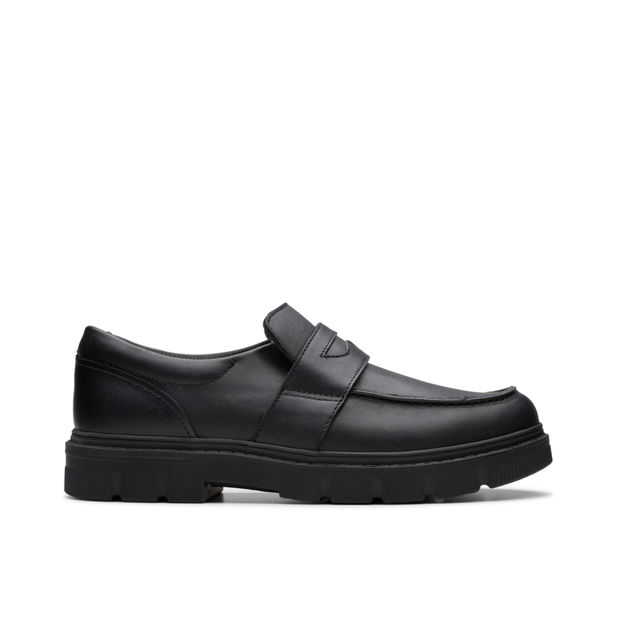 Clarks - LorcamCraft Y - Black Leather - School Shoes