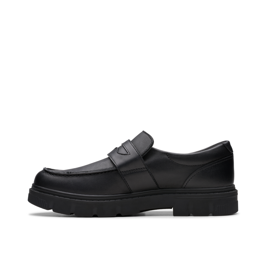 Clarks - LorcamCraft Y - Black Leather - School Shoes