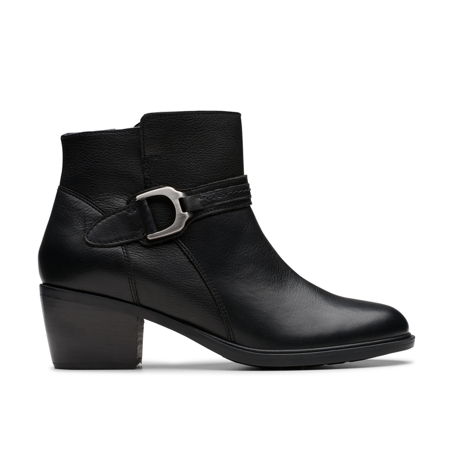 Clarks - Neva Buckle - Black Leather - Boots